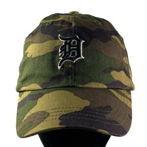 Detroit Tigers Child Toddler Camo Baseball Cap Hat Buckle Strap Hunting Fan EUC